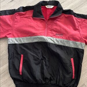 Retro Black & Red Half-Zip Windbreaker Jacket